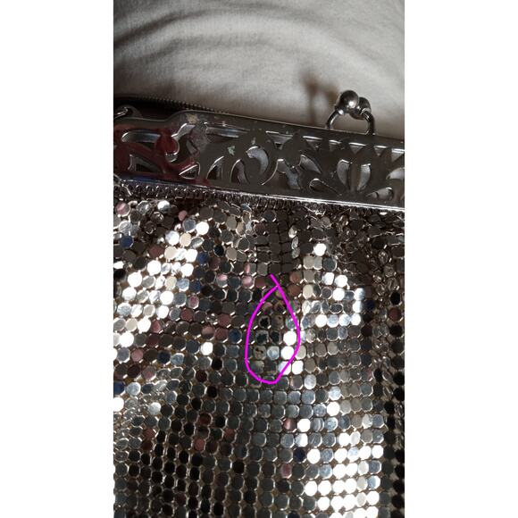 Vintage Whiting Davis Silver Metal Mesh Purse Evening Handbag - Picture 11 of 16